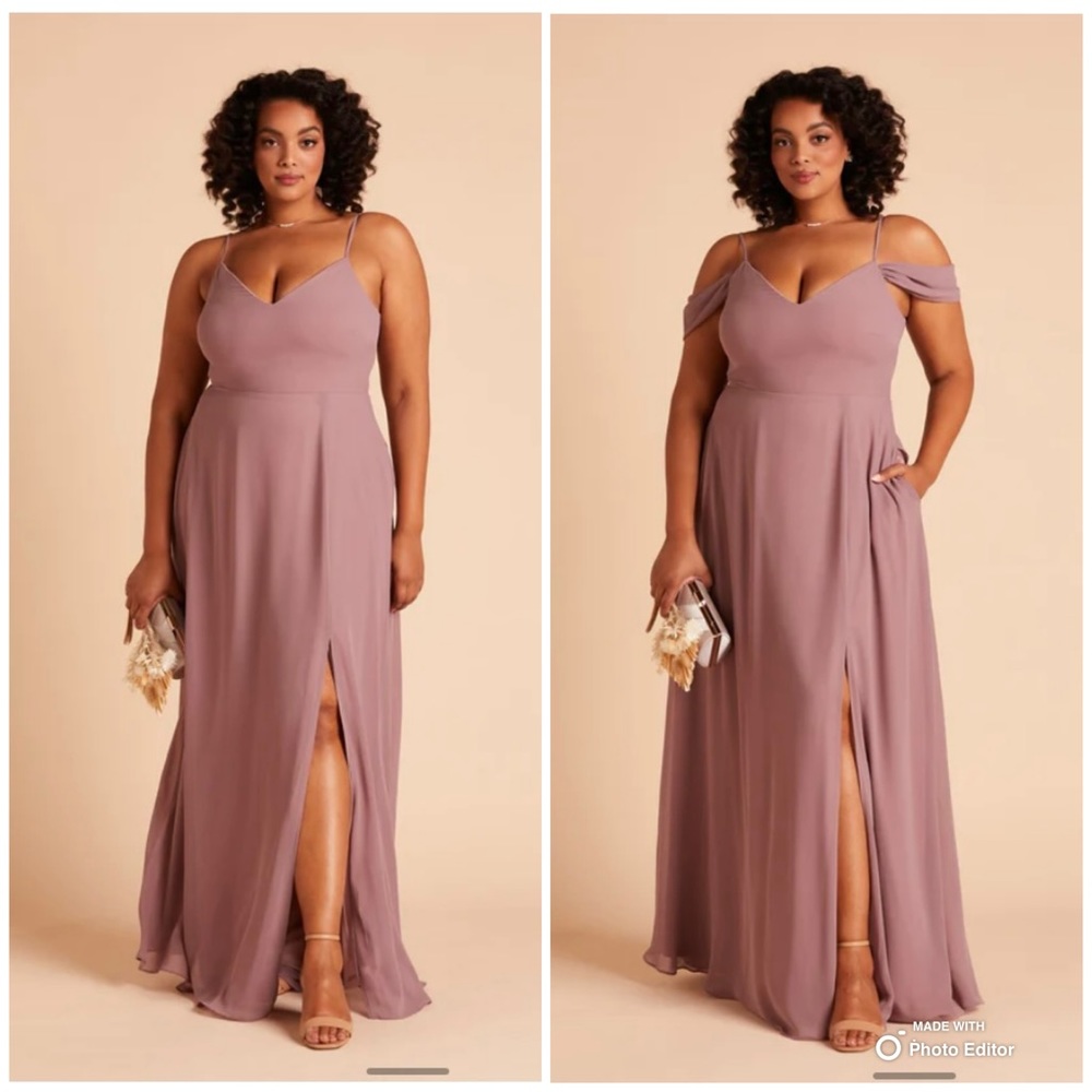 Birdy Grey Dark Mauve Devin Slit Bridesmaid Dress With Pockets Size XXL NWT